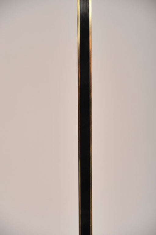 Lacquered Italian Tall Brass and Black Lacquer Torchière For Sale