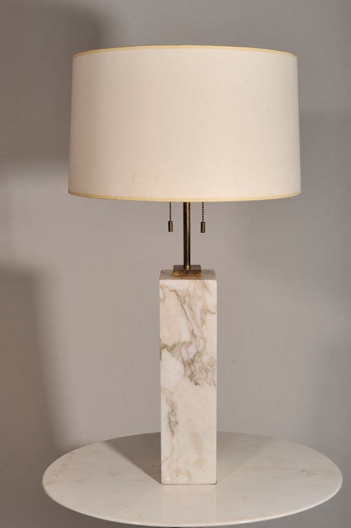 Mid-20th Century American Square Marble Table Lamps by T.H. Robsjohn-Gibbings for Hansen, NYC For Sale