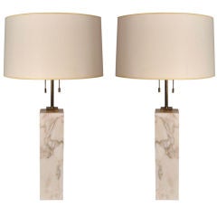 Pair of Square Marble Table Lamps by T.H. Robsjohn-Gibbings 8
