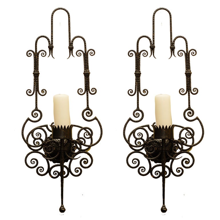 Pair Unique and Unusual Single Light Wall Sconces