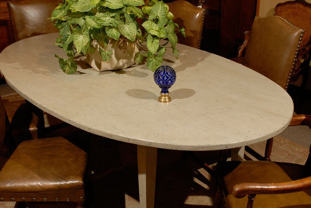 An exquisite example of a Boule d'escalier (bannister ball) in cobalt with an overall design in cut crystal.  The bannister ball was a fashion statement in the 19th century French home.  Folklore has it that when a home displayed a clear crystal