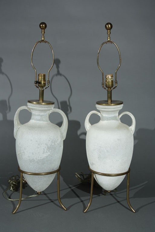 Pair of "Cenedese" Murano Glass Lamps