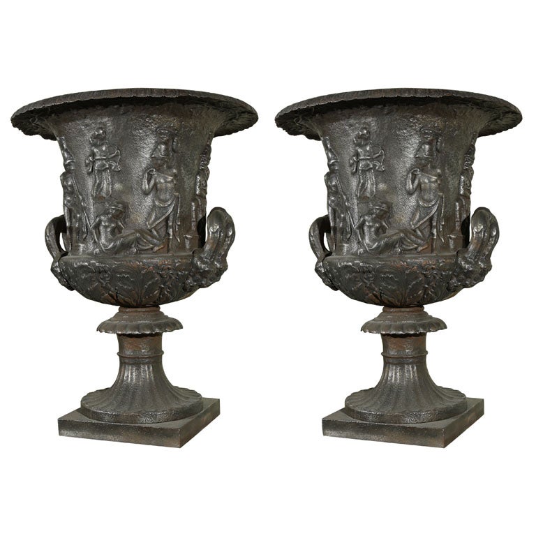 Pair of English Medici Urns For Sale