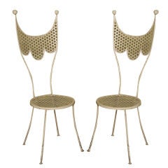 Vintage Pair French Iron Chairs