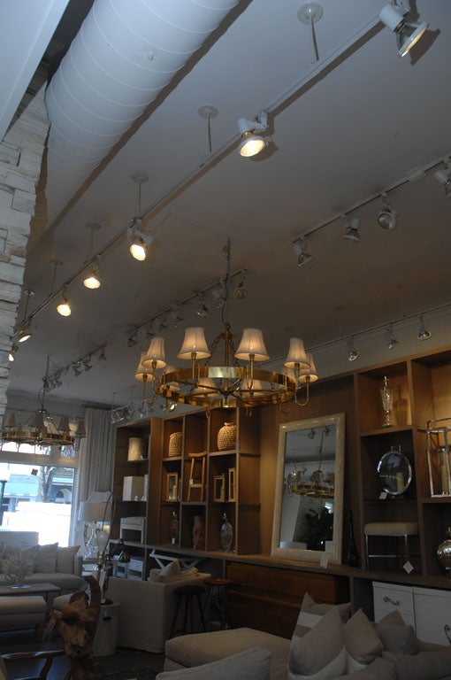 Large Midcentury 10 light Brass Chandelier (pair available)