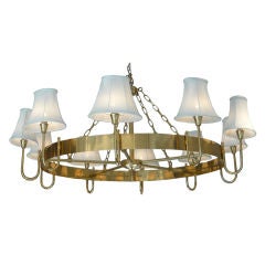 Large Midcentury 10 light Brass Chandelier (pair available)