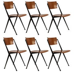 Set Of Six Wim Rietveld "Pyramid"  Dining Chairs