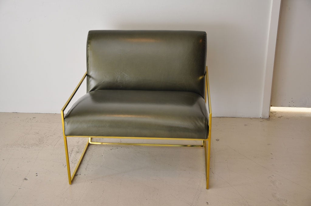 American Pair Of Polished Brass Lawson Fenning  Arm Chairs