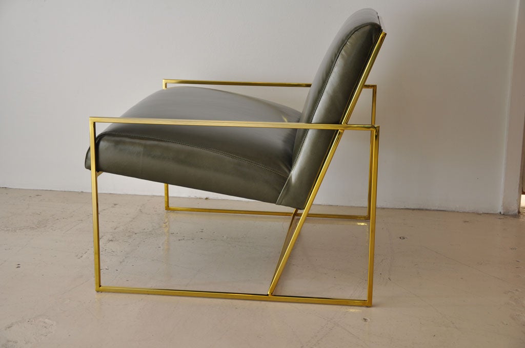 Pair Of Polished Brass Lawson Fenning  Arm Chairs In Excellent Condition In Los Angeles, CA