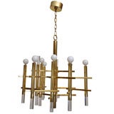 Gaetano Sciolari Brass And Lucite Chandelier