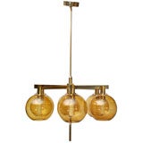 Swedish Blown-Glass  and Brass Chandelier