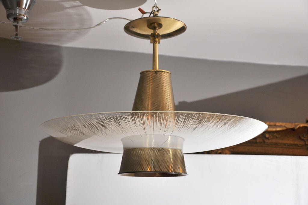 Lovely chandelier designed by Gerald Thurston for Lightolier.
