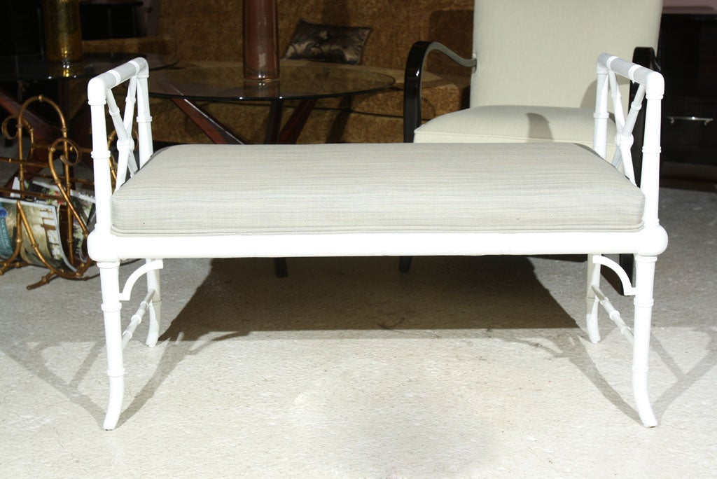 white bamboo bench