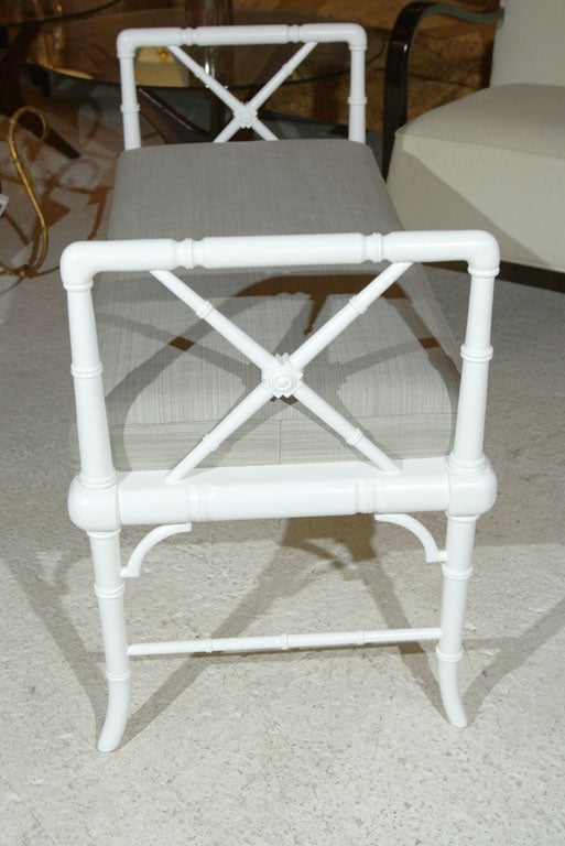 American White Faux Bamboo Bench