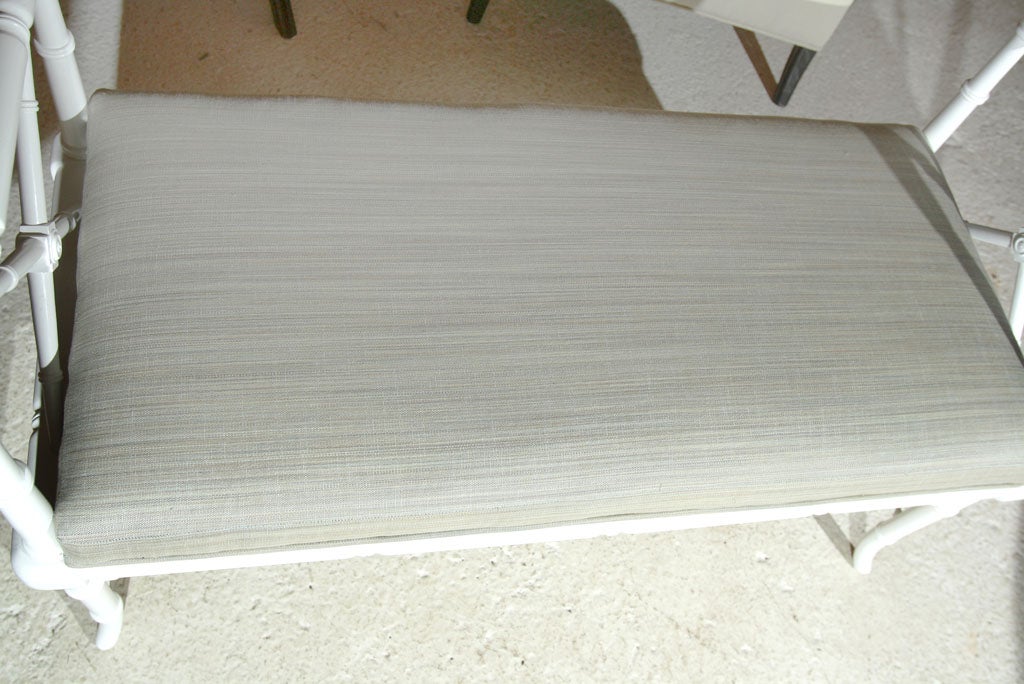 20th Century White Faux Bamboo Bench
