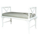 White Faux Bamboo Bench