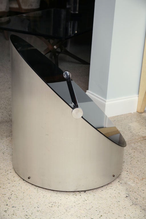 Italian Modern Stainless Steel and Smoked Glass Bar For Sale 4