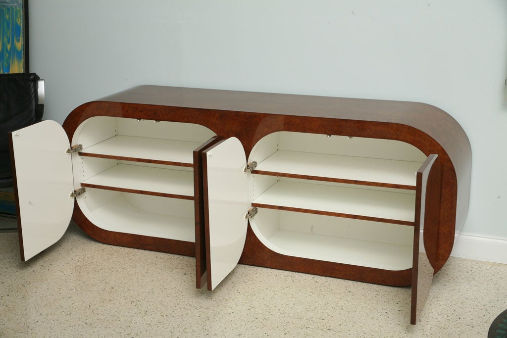 A Paul Evans for Directional Burled Walnut 4 Door Credenza In Excellent Condition In Hollywood, FL