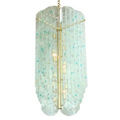 Monumental Glass and Brass Chandelier 12