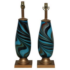 A Pair of Italian Glass Lamps, by Emilio Pucci