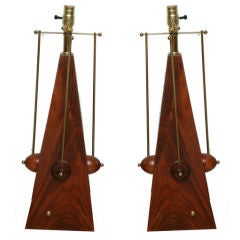Pair of Fine Brazilian Rosewood Lamps