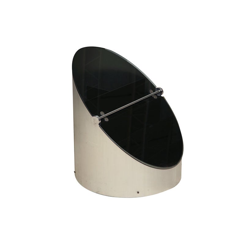 Italian Modern Stainless Steel and Smoked Glass Bar For Sale at 1stdibs