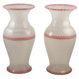 Pair Of St. Louis Latticinio Vases