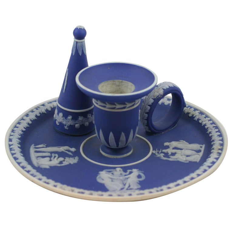 Wedgwood Blue 
White Jasper Taper Stick For Sale