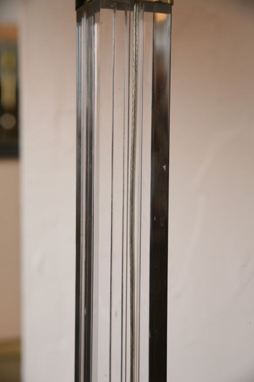 Lucite and brass floor lamp 2