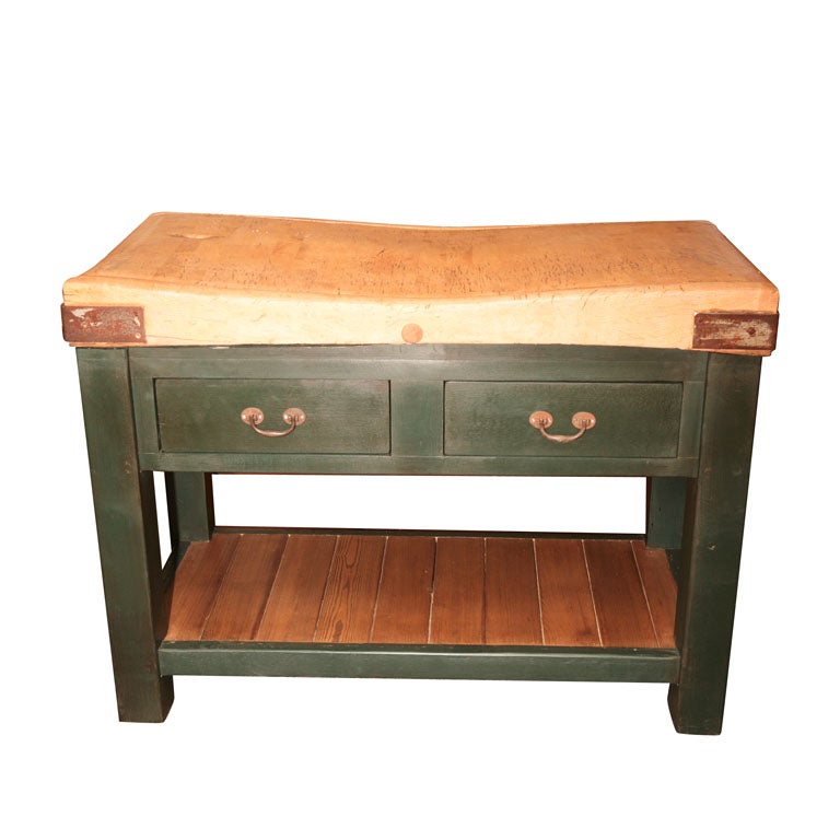 Original butcher block center island at 1stDibs