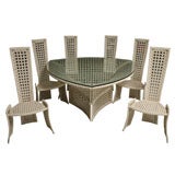 Vintage Geometric Rattan  Table and Chairs