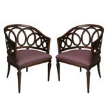 Pair of Carved Wood Arm Chairs