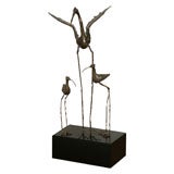 Bronze Crane Sculpture by Curtis Jere