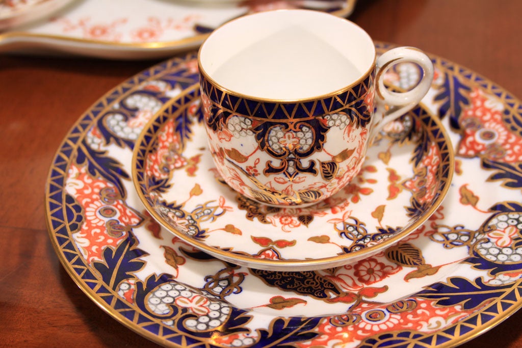 English Royal Crown Derby Imari pattern tea set