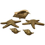 Collection of Vintage Shell Themed Brass Items