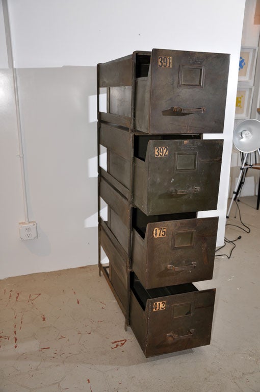 American Industrial Style Stackable Metal Filing Cabinets