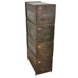 HEAVY Vintage Metal Cabinets, Double Metal Cabinet, Stackable Cabinets,  INDUSTRIAL Storage Organization, Army GREEN, Table File Cabinet 