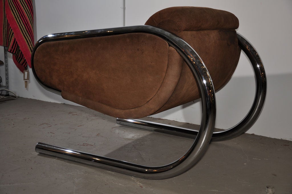 Original Pair of Harvey Probber Chrome and Suede Lounge Chairs 3