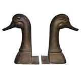 Graceful Pair of Spanish Duck-Head Bookends in Brass