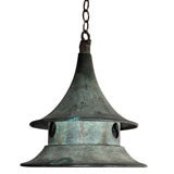 Uniquely Patinaed Copper Lantern Pendant
