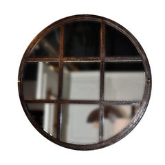 English Iron Factory Window Converted to a Mirror
