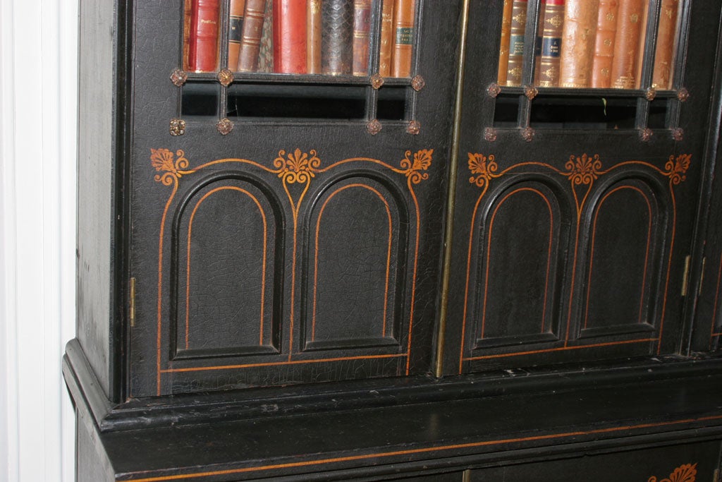 AN UNUSUAL REGENCY EBONIZED FOUR DOOR BOOKCASE In Good Condition In New York, NY
