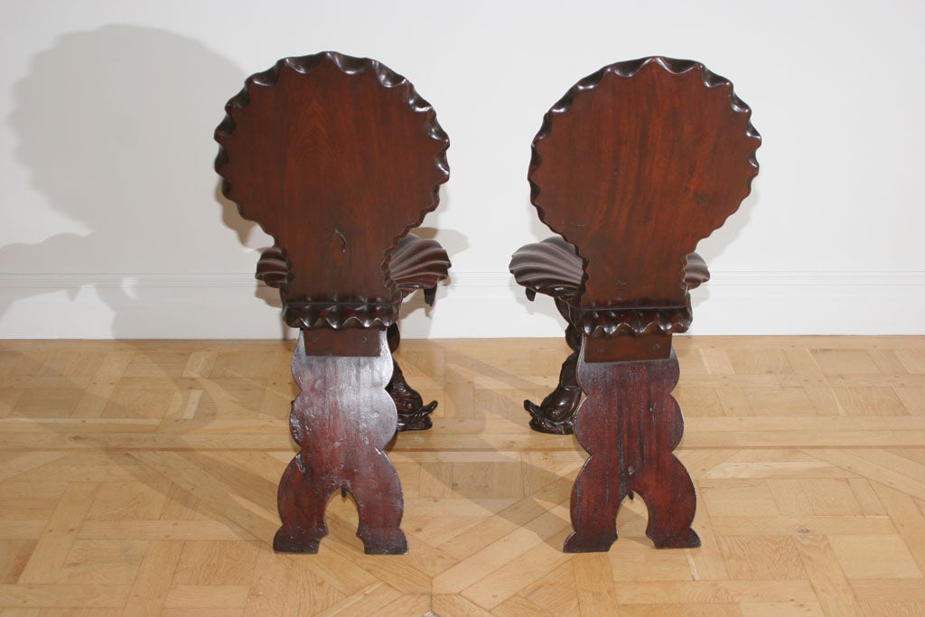 18th Century and Earlier Fine And Unusual Pair Of George Ii Carved Mahogany Grotto Chairs For Sale