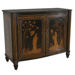 A FINE AND UNUSUAL GEORGE III CHINOISERIE PAINTED SIDE CABINET
