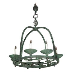 Round forged iron 40's chandelier