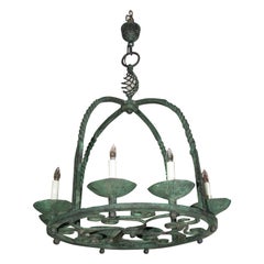 Vintage Round forged iron 40's chandelier