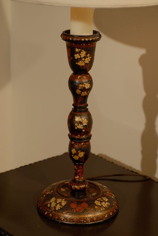 19th Century 19th C English Kashmiri Lacquered Lamp
