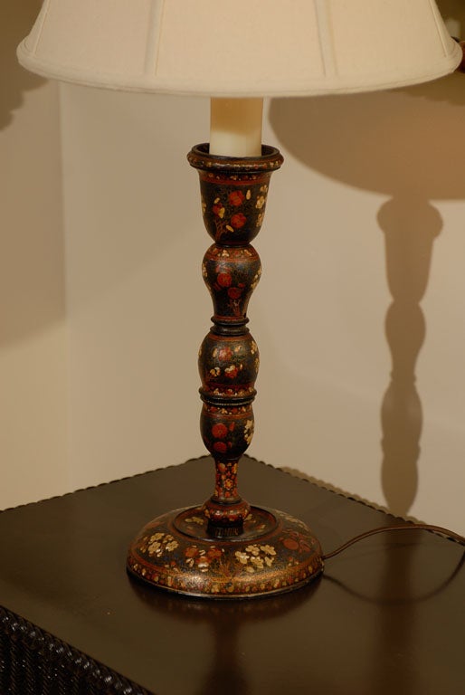 19th C English Kashmiri Lacquered Lamp 2