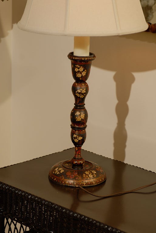 19th C English Kashmiri Lacquered Lamp 3