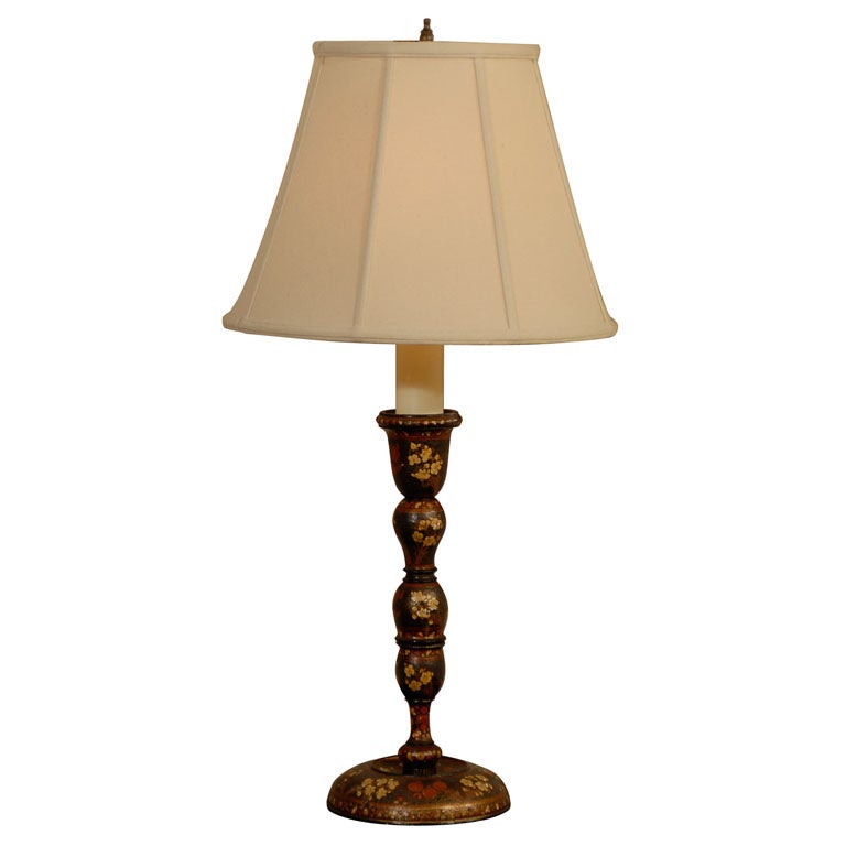 19th C English Kashmiri Lacquered Lamp